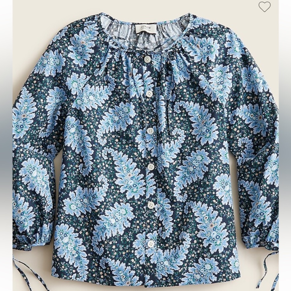 J Crew Collection Tie-sleeve Button-front Top in Ratti Pacific Paisley